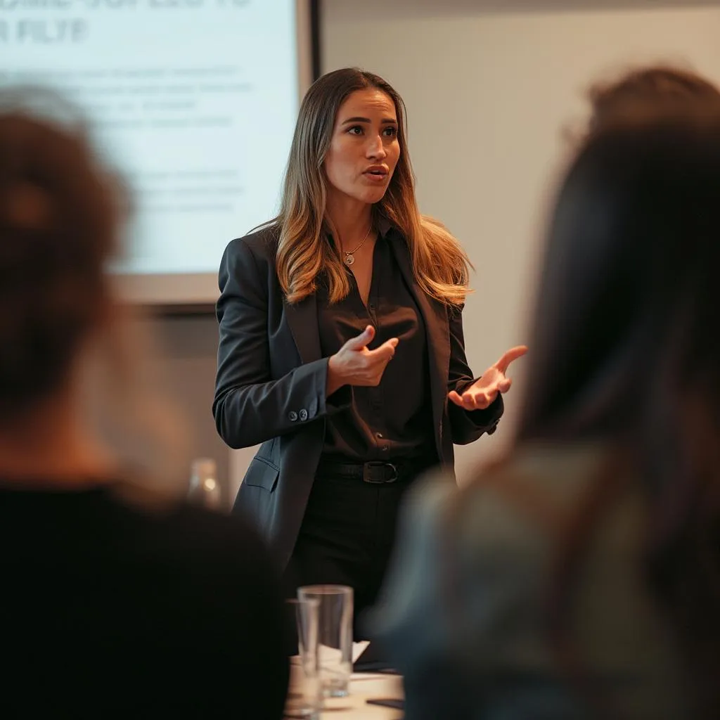 Profesional exitoso dando una charla inspiradora