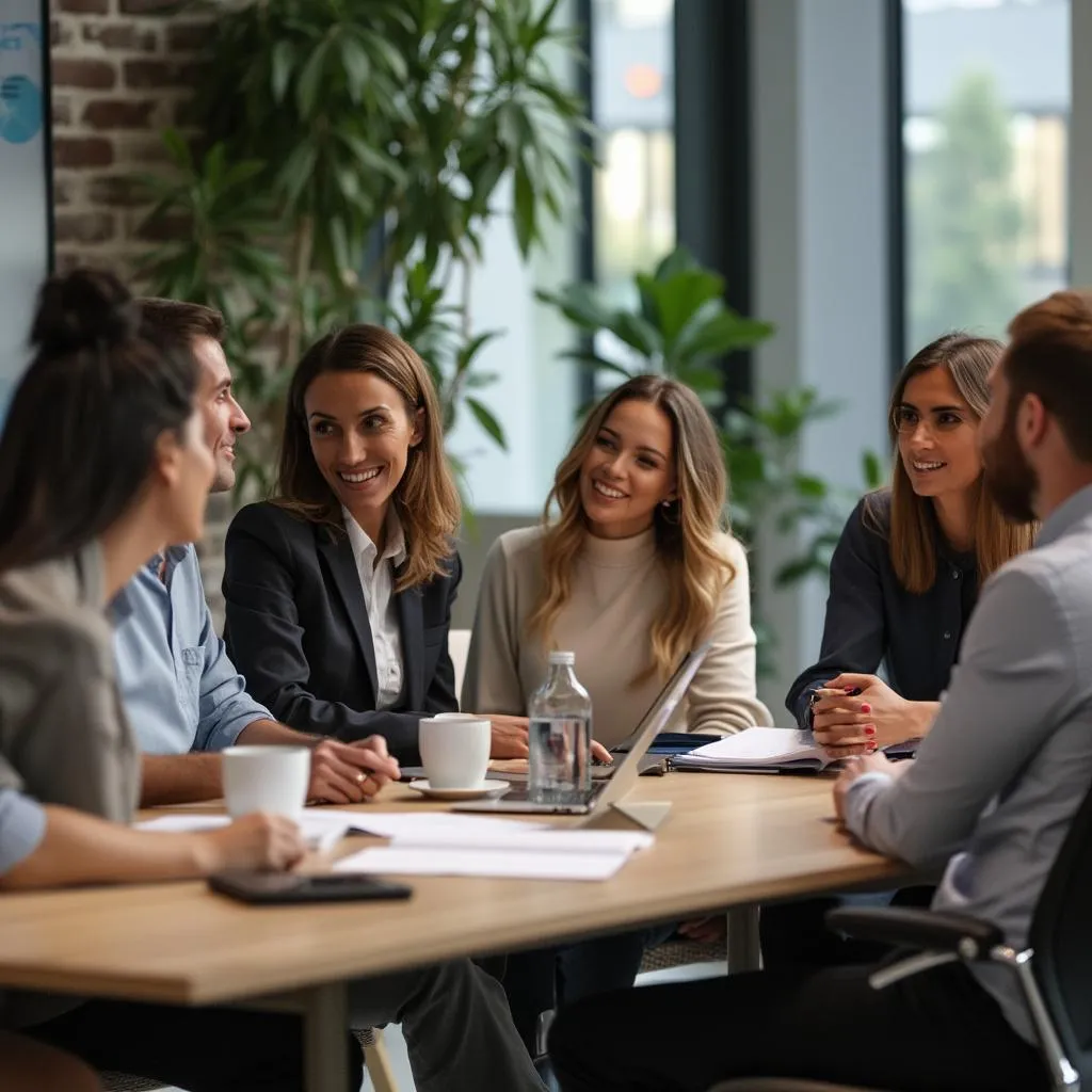 Equipo de consultores discutiendo estrategias de marca personal