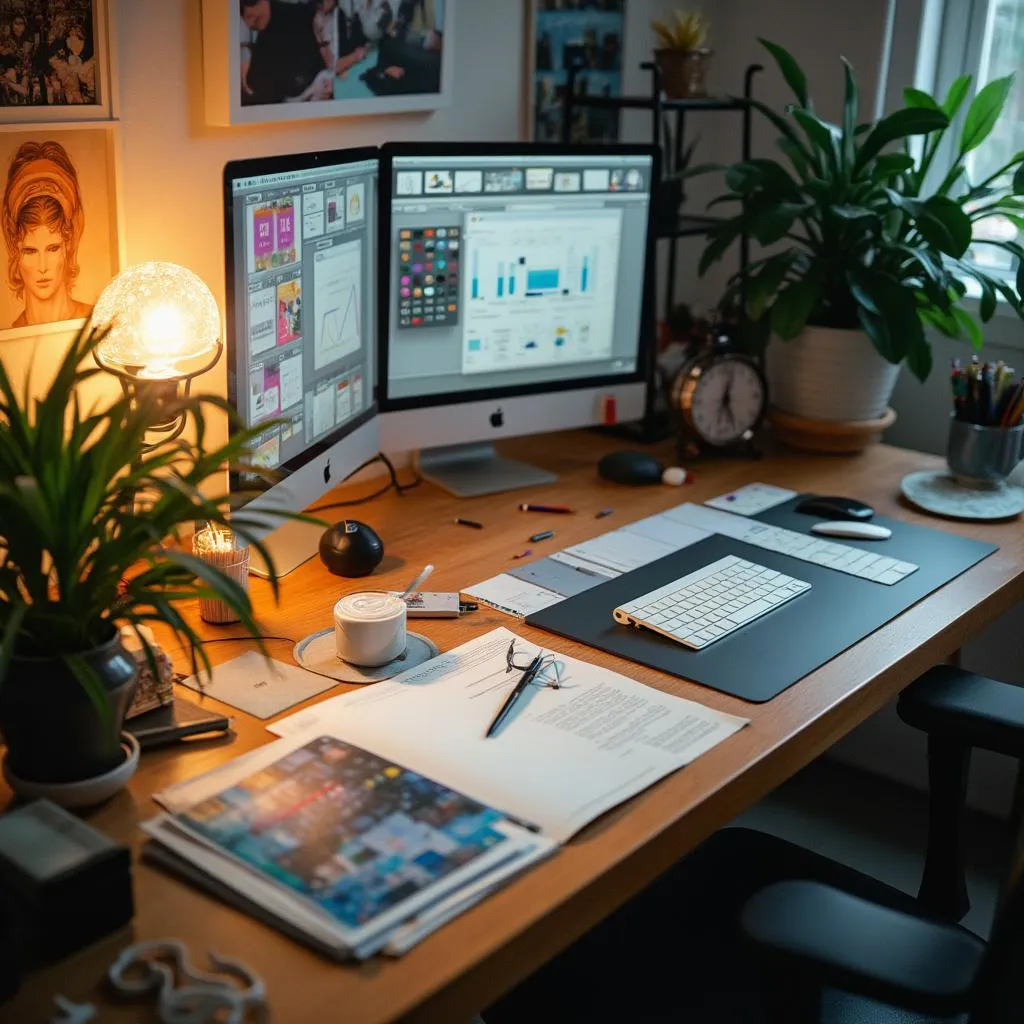 Espacio de trabajo creativo y organizado